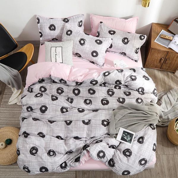 

bedding sets textile home aloe cotton 3/4pcs set greyish pink doughnut pattern sheet elegant soft  king breathable oceania