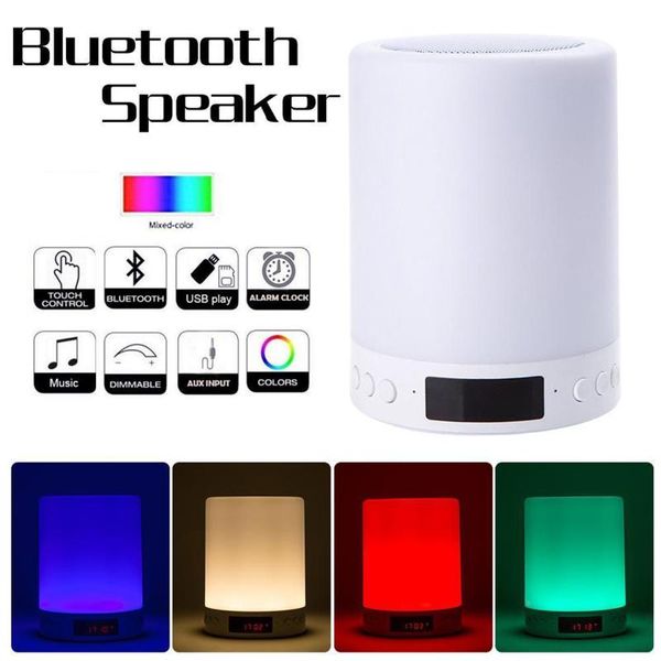 

portable bluetooth speaker night light dimmable table lamp smart touch led color 3 medium brightness mode 7color lighting effect speakers