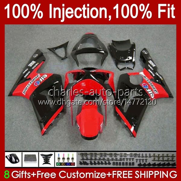 Kit de Molde de Injeção para Kawasaki Ninja ZX-636 ZX600 ZX 6R 6 R 600 CC 03-04 Corpo 8no.84 ZX 636 600cc ZX6R 03 04 ZX600C ZX636 ZX-6R 2003 2004 Fairing OEM Bodywork Stock Red Blk