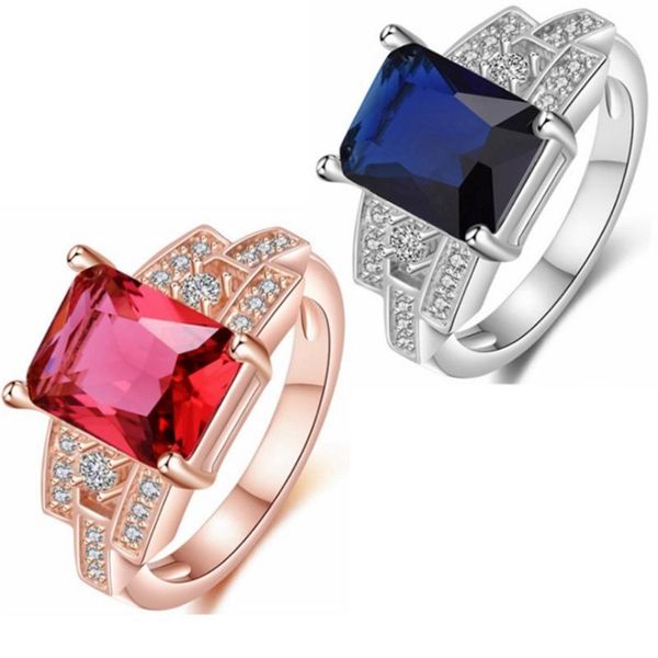 

wedding rings women ring square cut fashion jewelry gold filled classic bridal party gift, Slivery;golden