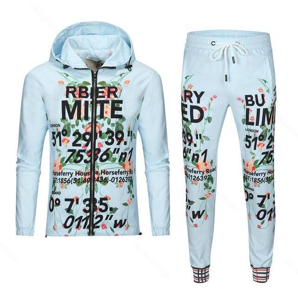 

2021 men designer tracksuits fashion two pieces set casual jacket + pants clothing suit sport style loose sportwear with letter printing, Gray