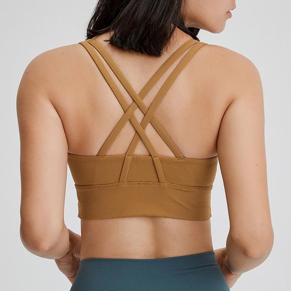 

naked feel sports bras cross back padded bra with removable cups workout running yoga push up woman gym outfit