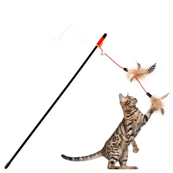 

cat toys pet cute design bird feather teaser toy kitten jumping train wand for cats products supplies