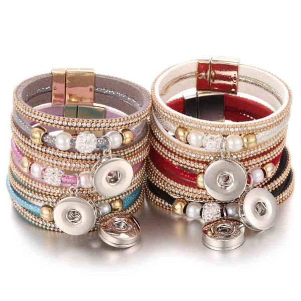 

10pcs/lot wholesale snap jewelry bracelets for women braided leather 18mm snap bracelet diy interchangeable snap button bracelet-a, Golden;silver
