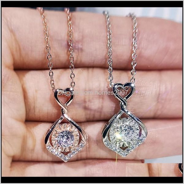 

& jewelryrose gold sier color chain necklace vintage hollow small heart white crystal round stone pendants necklaces for women pendant drop, Silver