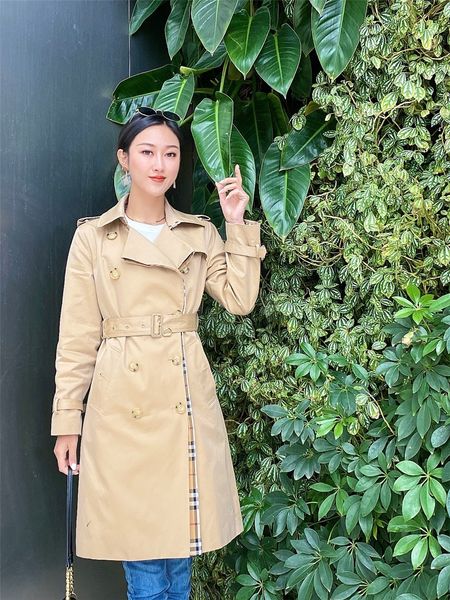 

women's trench coats long classic windbreaker waterproof british new high-end english style autumn winter gabadian solid color g14, Tan;black