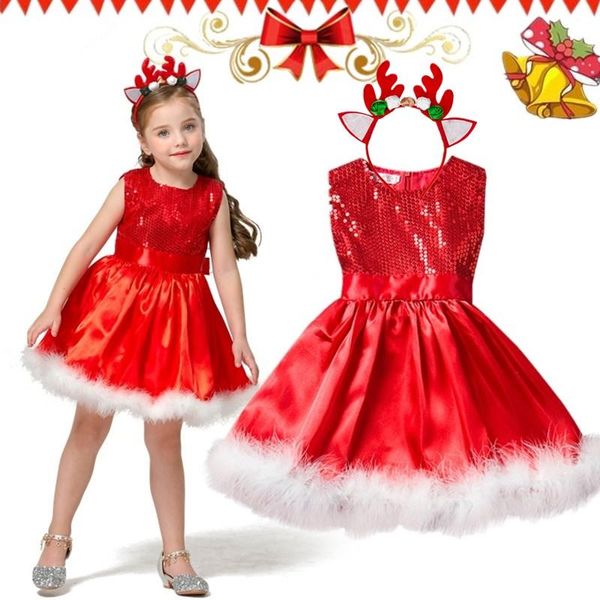 Mädchenkleider Baby-Weihnachtskleid für Mädchen, rotes Weihnachtsfest, Prinzessinnenkostüm, Weihnachtsmann, Kinder, frohes Jahr, Kleidung, Geschenke, 2, 3, 4, 5, 6 Jahre