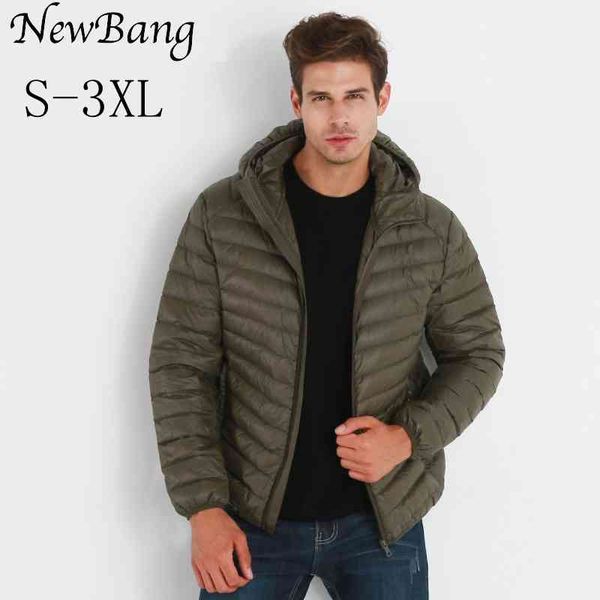 

newbang brand lightweight hooded duck ultra light down et men portable windproof warm coat feather parka, Black;white