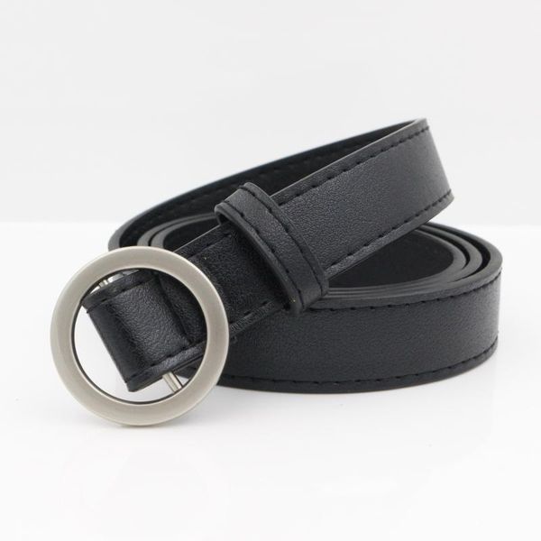 

belts circle pin buckles belt female deduction side gold buckle jeans wild for women fashion students simple, Black;brown