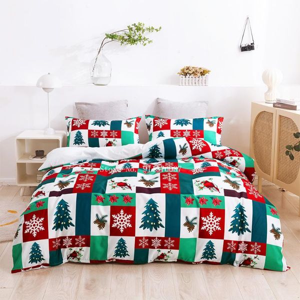 

bedding sets set snowflakes christmas tree elk home duvet cover warm bedspread single twin  king bed linings