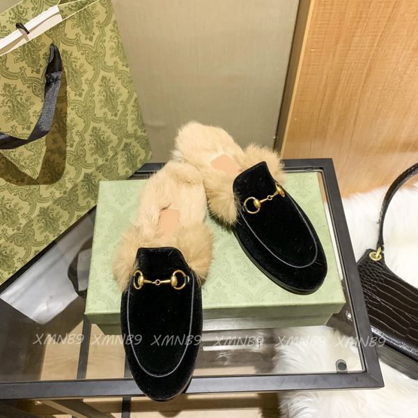 

plush slippers designer latest autumn and winter 2021 european and american high-quality luxurys casual shoes home slipper sandles, Black