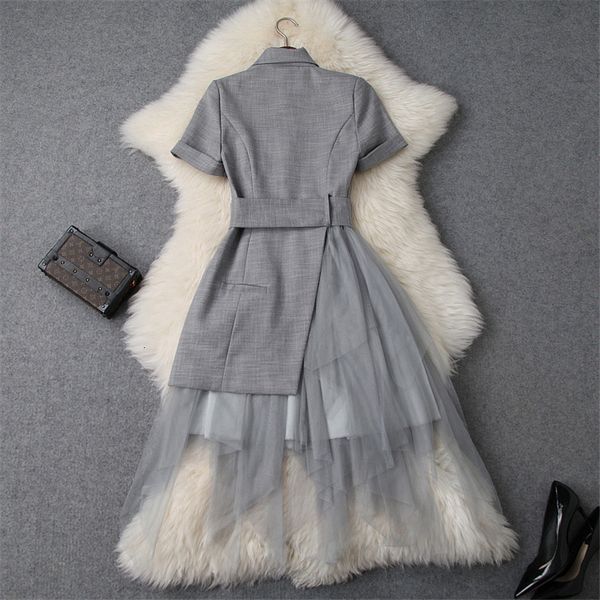 

dress runway fashion summer designer in autumn elegant women's clothes framed collar blazer crocheted office party dressed, Black;gray