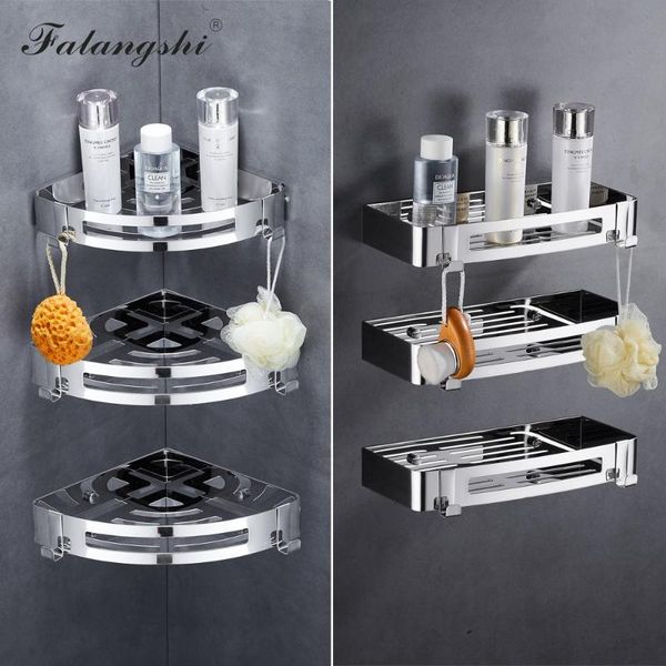 

bathroom shelves falangshi 304 stainless steel triangular rack storage for shampoo cosmetic basket shelf with hooks wb8006