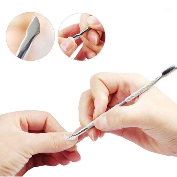 

4pcs/lot stainless steel cuticle remover double sided finger dead skin push nail pusher manicure care tool1