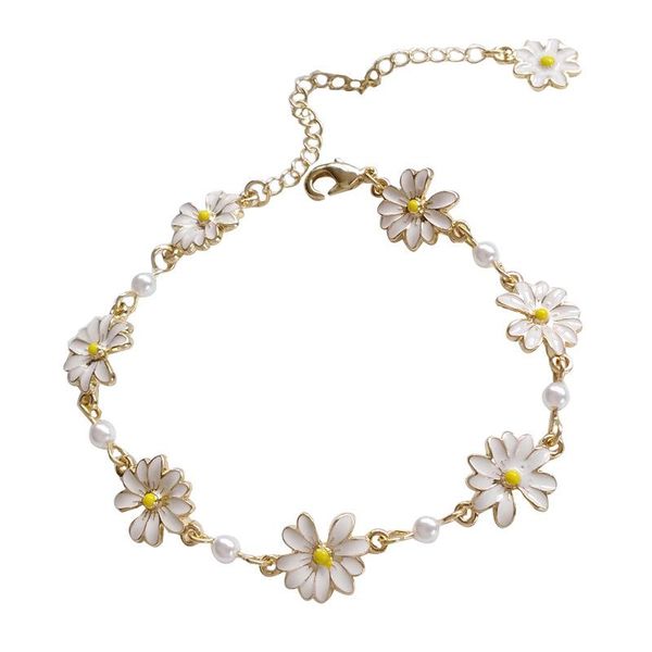 

charm bracelets ihues fashion sweet daisy flower bracelet personality simple pearl lady party banquet declaration jewelry gift, Golden;silver