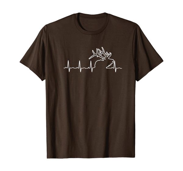 

bull elk hunting heartbeat shirt, White;black