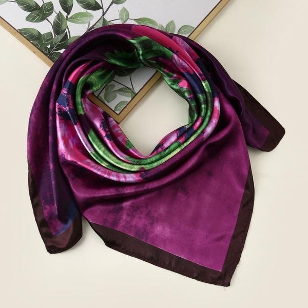 

scarves 90 sunflower oil painting frame square scarf printed chinese style summer thin ladies european and american, Blue;gray