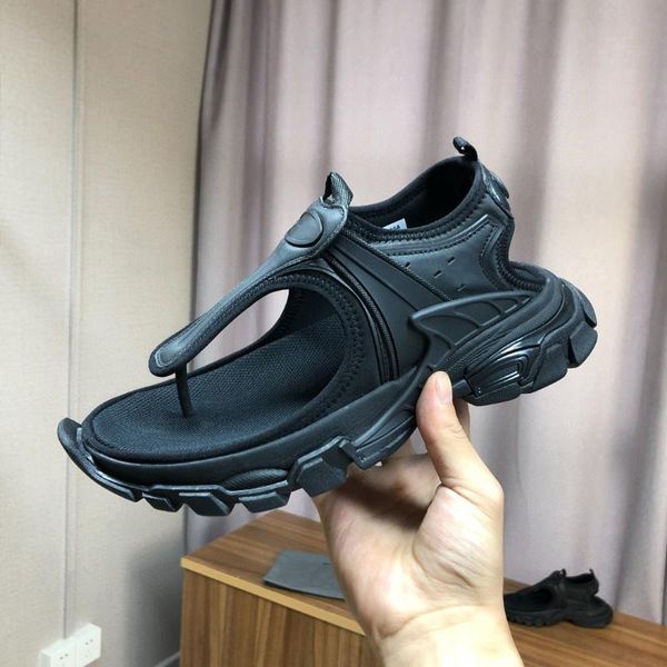 

sandals womens track flat sandal mens luxury designer thick sole casual summer comfortable beach wedge shoes size 45, Black