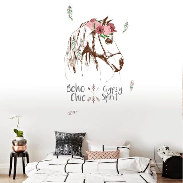 

wallpapers horse wall sticker bohemia chic home decor animals gypsy decal