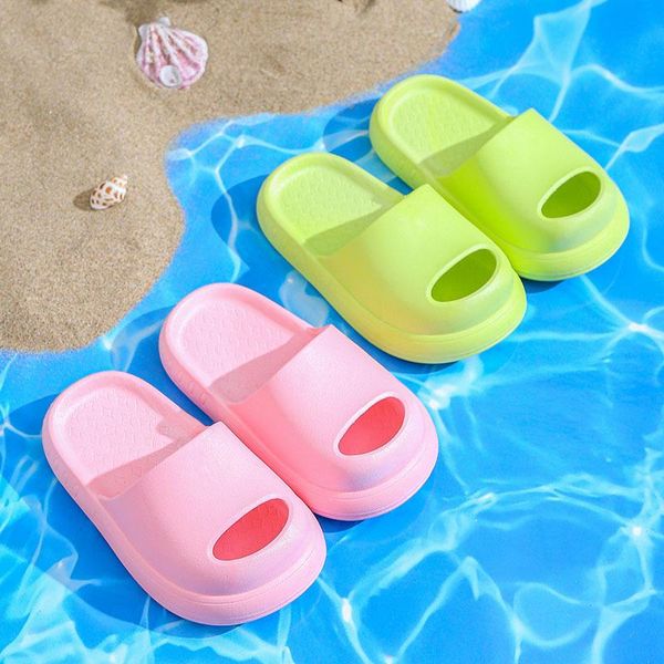 

slipper summer slippers baby girl boy shoes sandals children thick soled soft home solid color bathroom, Black;grey