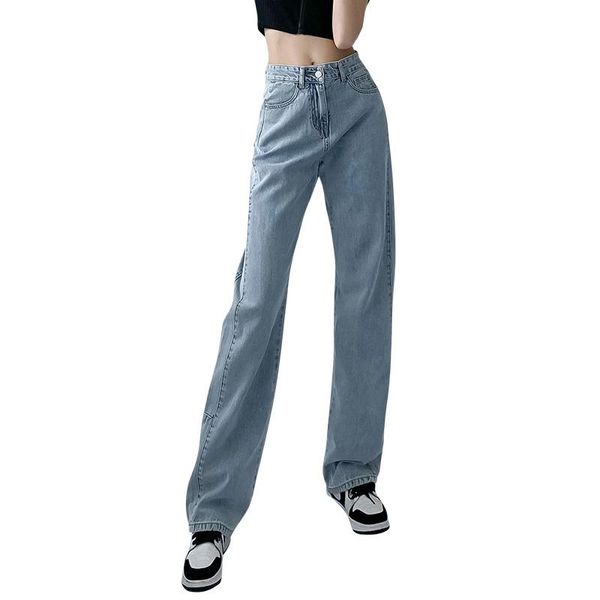 

women's jeans zhisilao straight wide leg women plus size vintage blue loose longer denim pants 2021 boyfriend streetwear