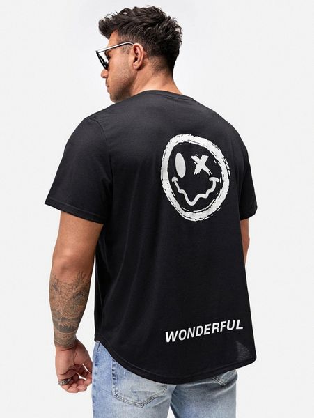 

extended sizes men letter & expression print tee t4gs#, White;black