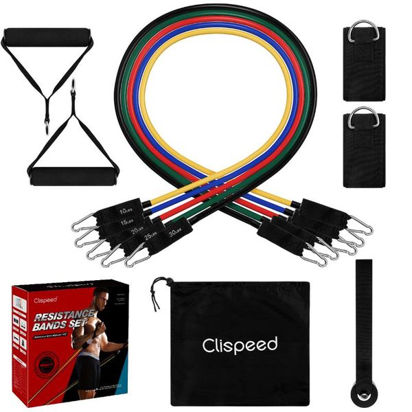 

resistance bands clispeed 11pcs set stackable workout fitness with door anchor ankle straps handles storage bag for gymnas