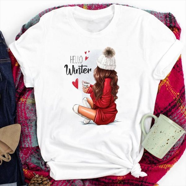 

men lady coffee girl t shirt winter time cute 90s happy holiday merry christmas print clothes graphic female, White;black