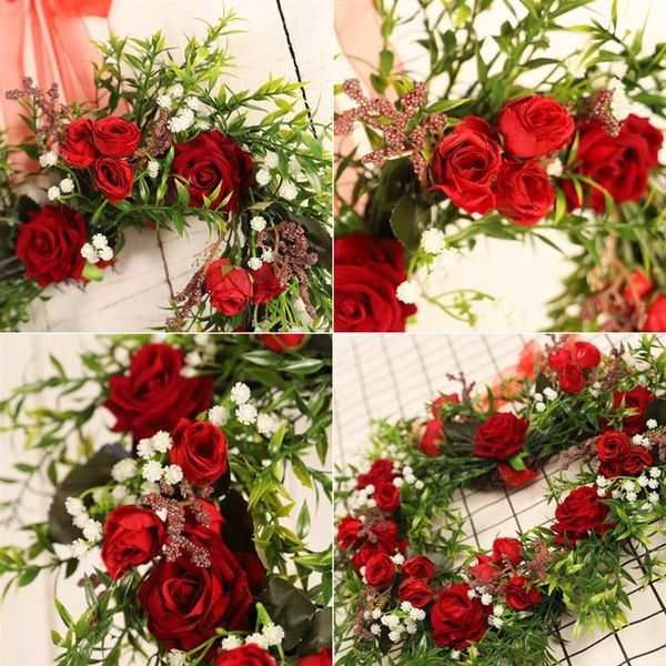

christmas decorations rose love wreath valentine's day heart door hanging garland ornaments pendant party decor navidad 2022