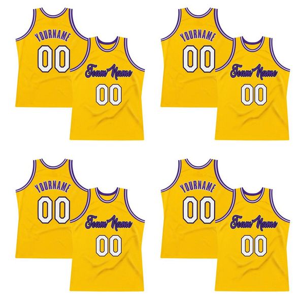 

custom gold white-purple authentic throwback basketball jersey, Black