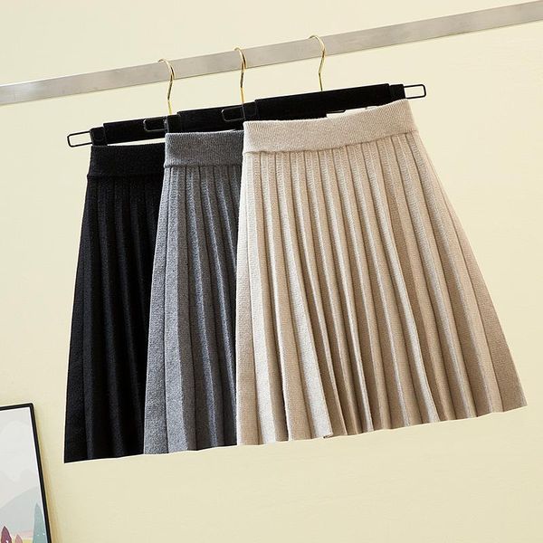 

plus size knitting women short skirt striped skirts gray black apricot 6088