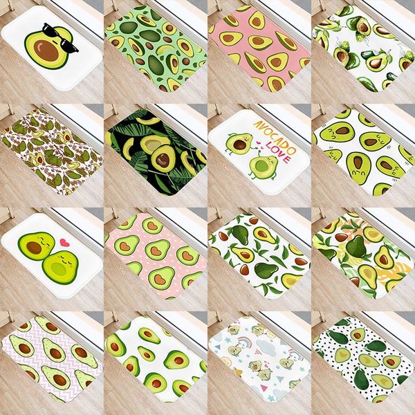 

carpets avocado printed pattern kitchen entrance door mat 40*60 coral velvet carpet rubber floor mats colorful non-anti-slip rug 48047
