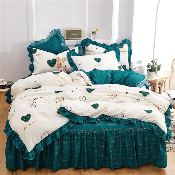 

bedding sets plant cashmere beddress 4-piece set, extra thick, princess style double bedding, sheet, quilt cover