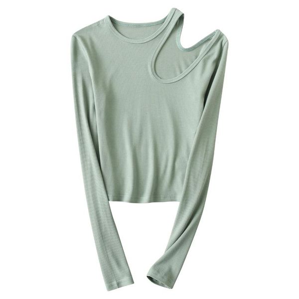 

women's t-shirt zora woman solid color shirt with long sleeve o-neck hollow out knitted spring autumn women fanshion chic party, White
