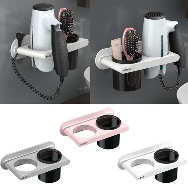 

wall mounted stand hair dryer drier comb holder rack set storage organizer punch-shelf bathroom shelves