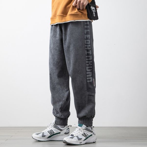 

pants hip hop baggy harem men corduroy joggers casual sweat pants ankle length streetwear trousers, Black