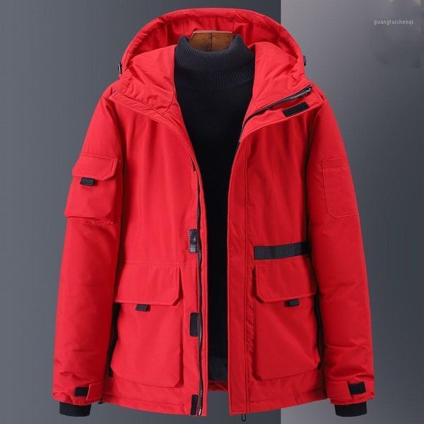 

men's down & parkas custom logo jacket winter collection of comfortable fabric, multi-pocket, casual, thick, hooded drawstring, Black