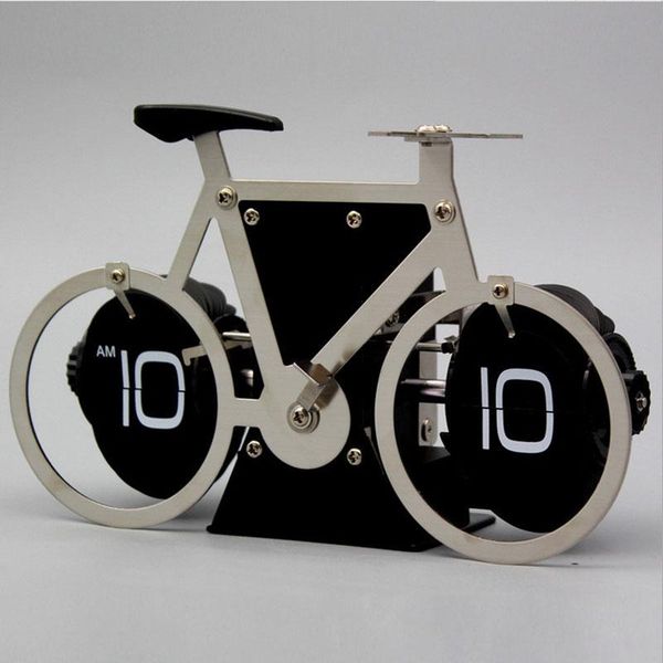 

desk & table clocks 1pc personality bike shaped vintage automatic flip page clock ornament plastic home office decoration supplies