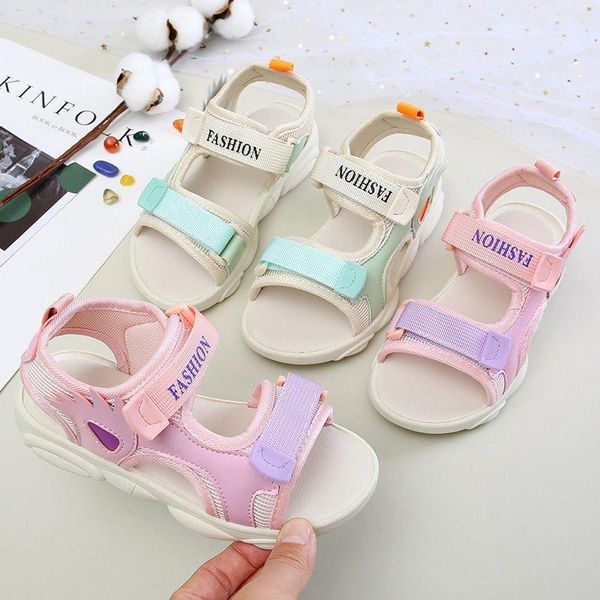 

sandals girls summer 2021 fashion big kids princess shoes soft sole korean little size 25-36 wholesale, Black;red