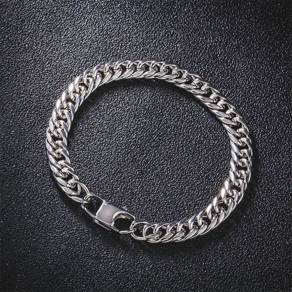 

link, chain bracelet men stainless steel hip hop mens charm gold gift men's accessories jewelry, Black