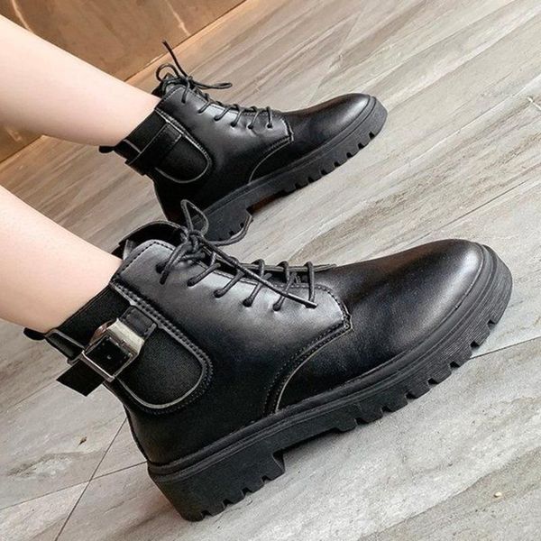 

boots ankle black women 2021 fashion autumn rubber soles combat punk gothic shoes platform for