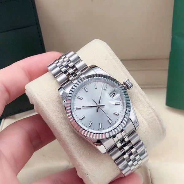 

rose gold bracelet fashion ladies dress watch 31mm date sapphire automatic mechanical watches stainless steel sports womens wristwatch box h, Slivery;brown