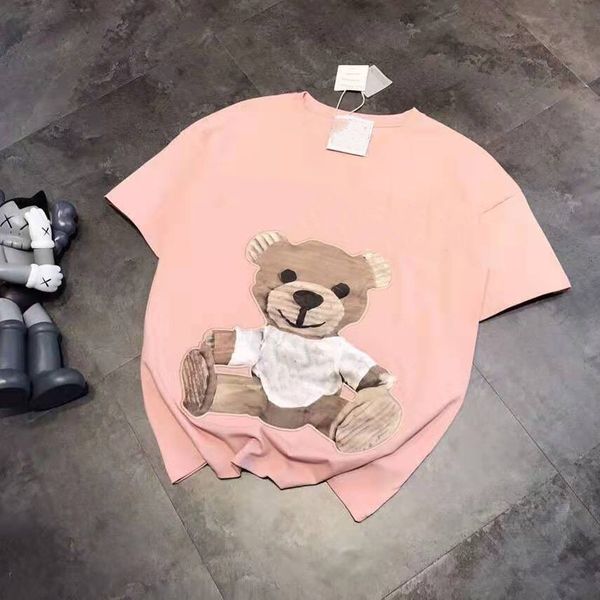 

high version 022405 pink taped t-shirt women's loose casual short sleeve round neck summer top, White