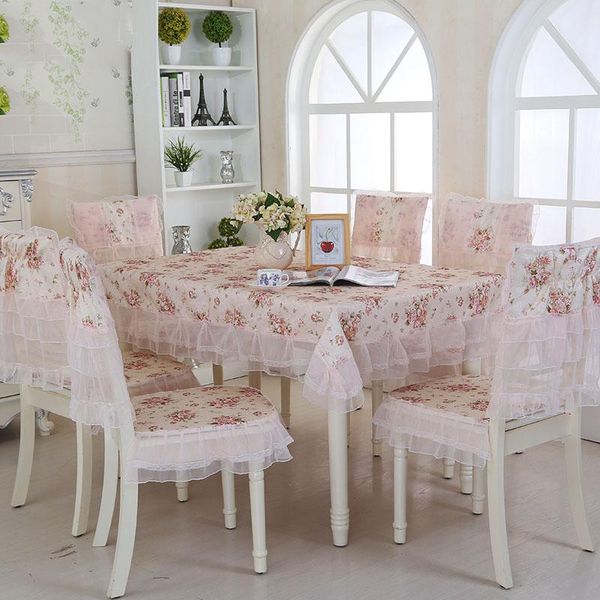 

table cloth pastorable set printed cover wedding european elegant lace tableclothes dining room chair cushion