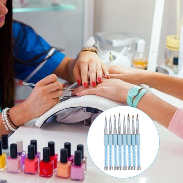 

nail brushes 8pcs brush set art tips acrylic painting, Yellow
