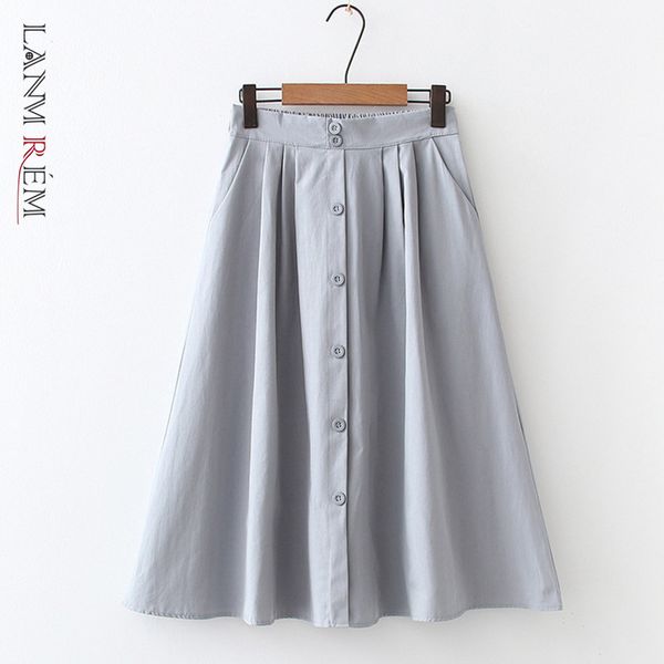 

women summer skirt fashion elegant elastic high waist buttons s female casual all-match 2d1488 210507, Black