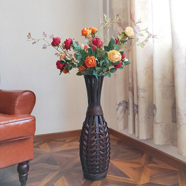 

vases ikebana flower vase aesthetic kit support shabby chic vintage floor garden plant pastoral straw jarrones desk decor hp50