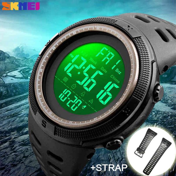 

skmei new led digital men's watches skmei sport military chrono waterproof gifts for male wristwatch 1251 strap reloj hombre x0524, Slivery;brown