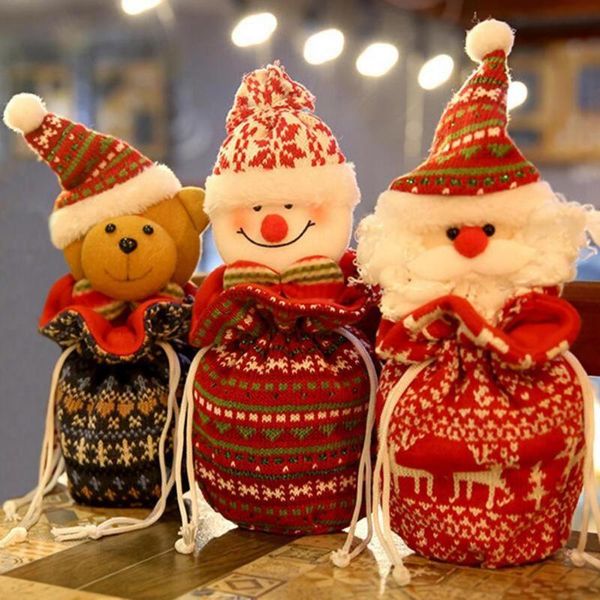 

gift wrap comfortable fabric santa claus snowman christmas knitted bag for kids