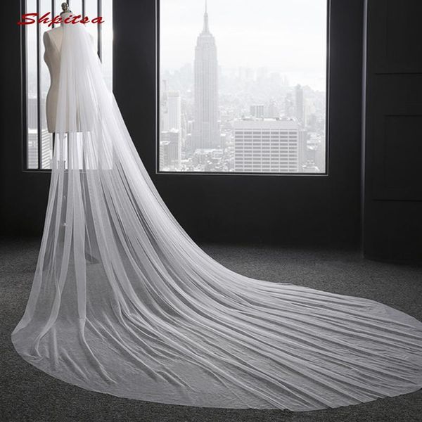

bridal veils white or ivory long cathedral wedding veil 3 m vail one layer bride metry with comb, Black